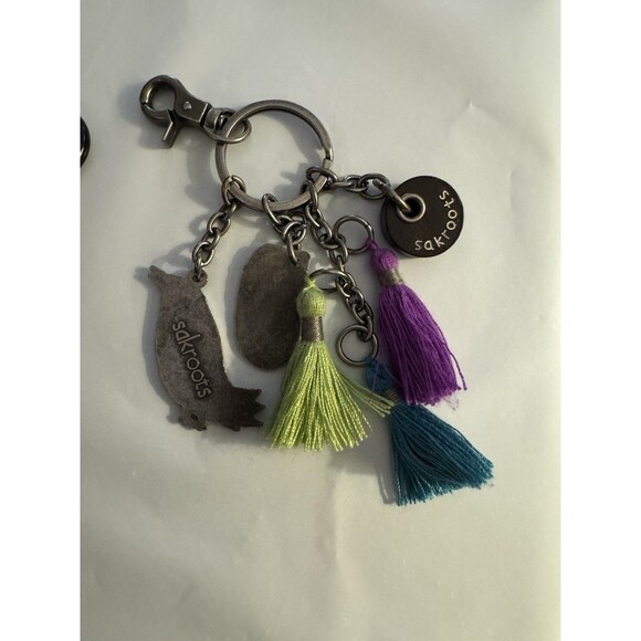 The Sak Sakroots Handbag Yellow/Purp Bird Peace Key Chain Ring Bag Charm Enamel* - Picture 1 of 6